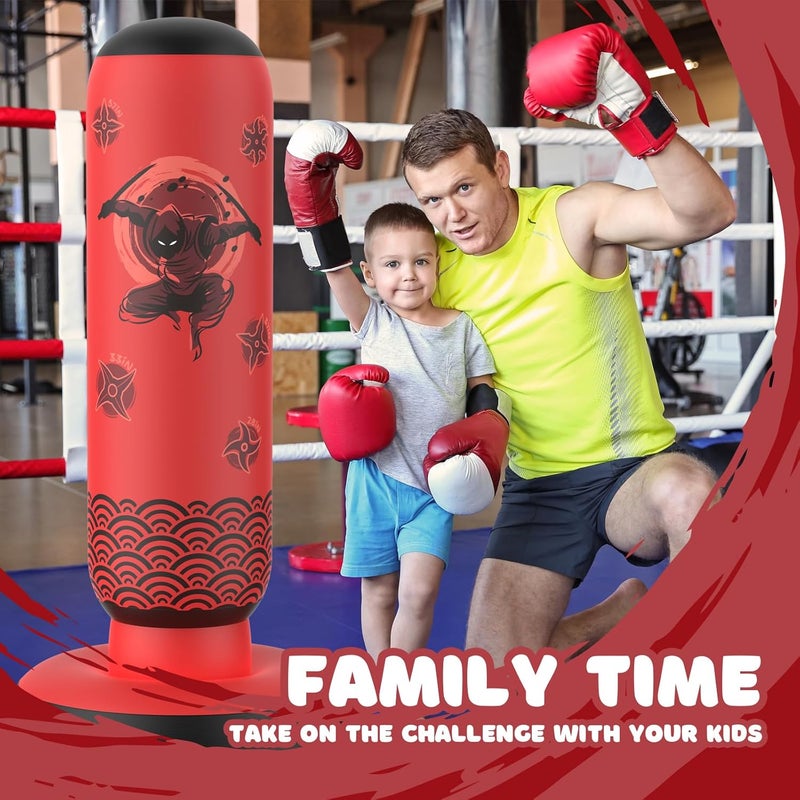 Sunikko X Tall Punching Bag for Kids, Larger 66 Inch Inflatable Stable Boxing Bag for Teens, Ninja Shuriken Toy Gifts for Boys Girls, Boxing Set with Gloves and Pump for Practicing Karate Taekwondo - Image 4